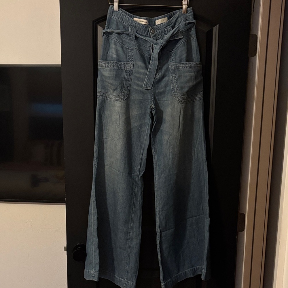 Pilcro and the Letterpress Blue Wide-Leg Jeans